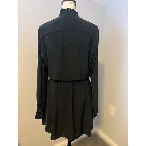 THE KOOPLES Classy Black Long Sleeve Mini Dress With Pockets And Pleated Bodice - Picture 4 of 8